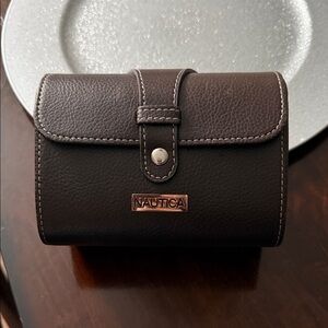 Nautica Dark Brown Pebbled Travel Jewelry Roll